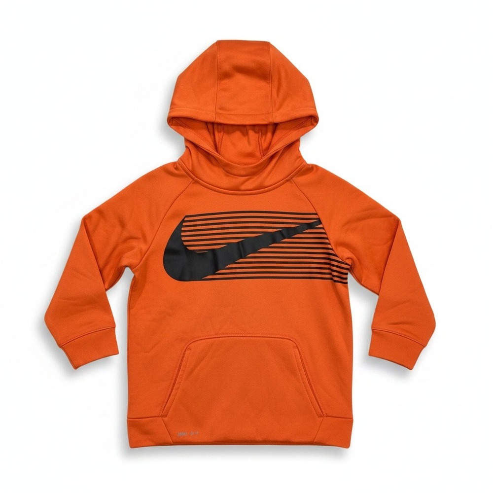 Nike Orange Pullover Hoodie Dri-Fit Swoosh Logo Long Sleeve SIze Large